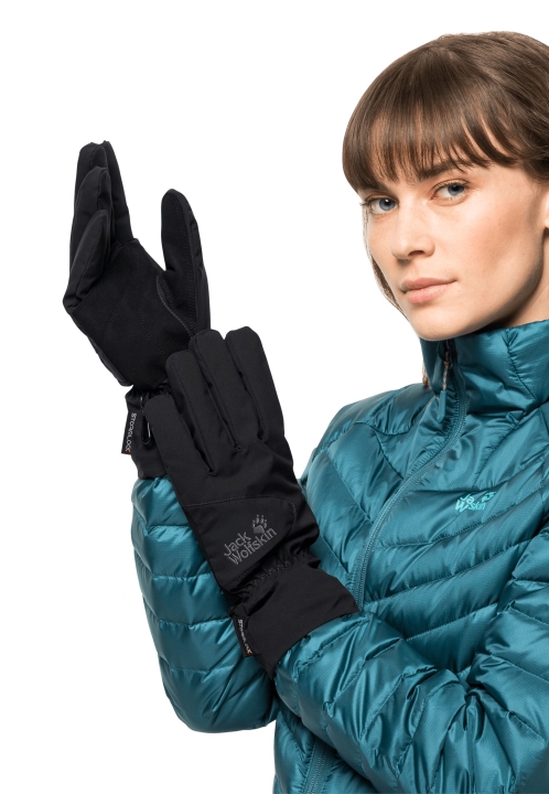 Nové čierne Stormlock Highloft Rukavice Jack Wolfskin