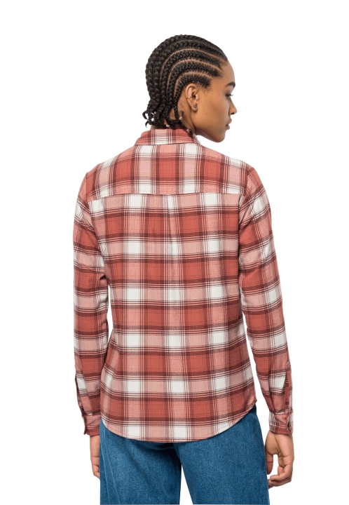 Najlepšia Turistická Košeľa S Jesennými červenými Kárami Jack Wolfskin