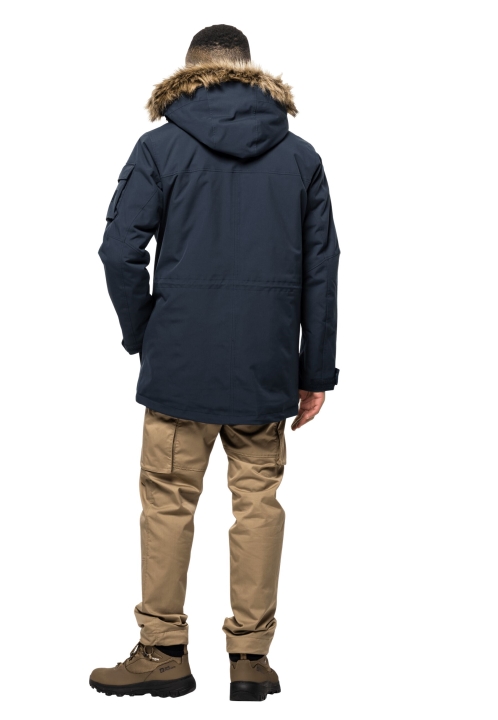 Nočná Modrá ľadovcová Kaňonová Parka Jack Kolekcia Vlčej Kože