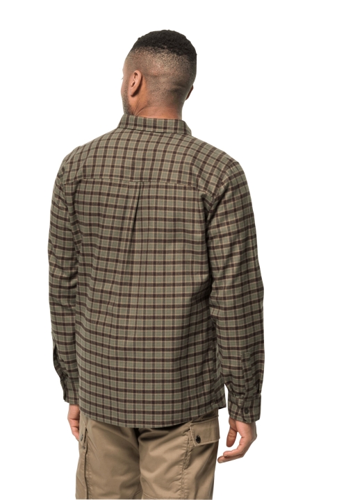 Jack Vlčia Koža Zaprášená Olivová šeky Pôvod Bergweg Shirt M