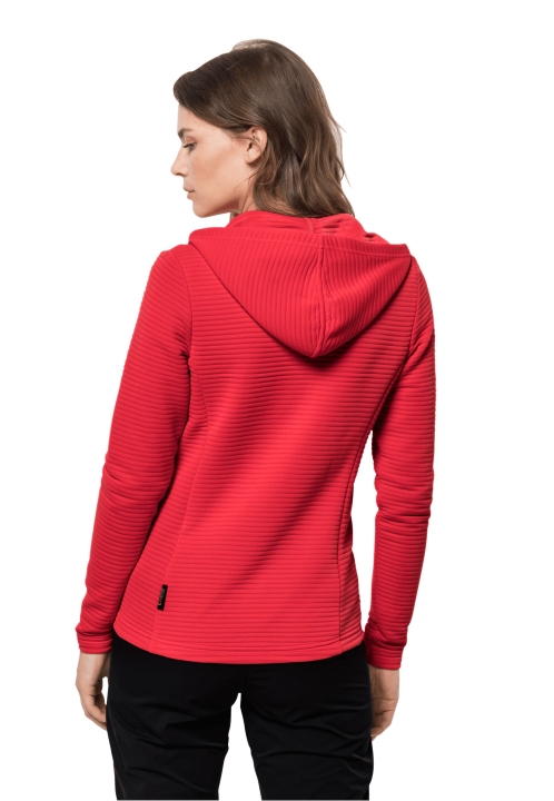 Modesto Bunda S Kapucňou Dámska Tulipánová červená Kolekcia Jack Wolfskin