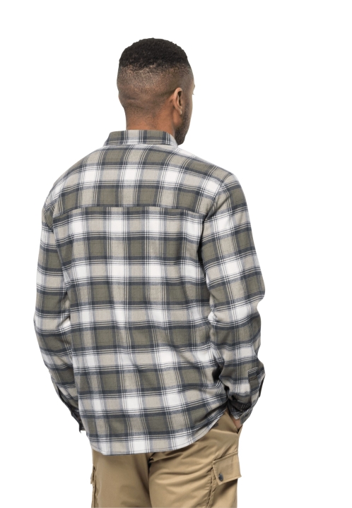 Kolekcia Jack Wolfskin Wanderweg Shirt M Zaprášený Olivový šeky