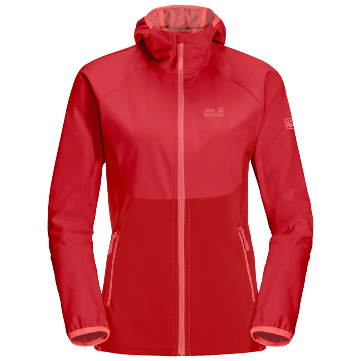 Jack Vlčia Koža Dámska Go Hike Softshellový Pôvod Svetlé šarlátové
