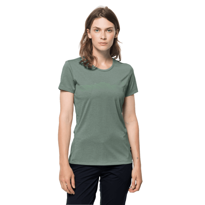 Dámsky Crosstrail Graphic T Jack Vlčia Koža Značky živý Plot Zelený