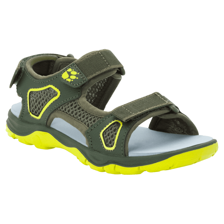 Detské Plážové Sandále Taraco Horúce Khaki-limetka Jack Vlčia Koža