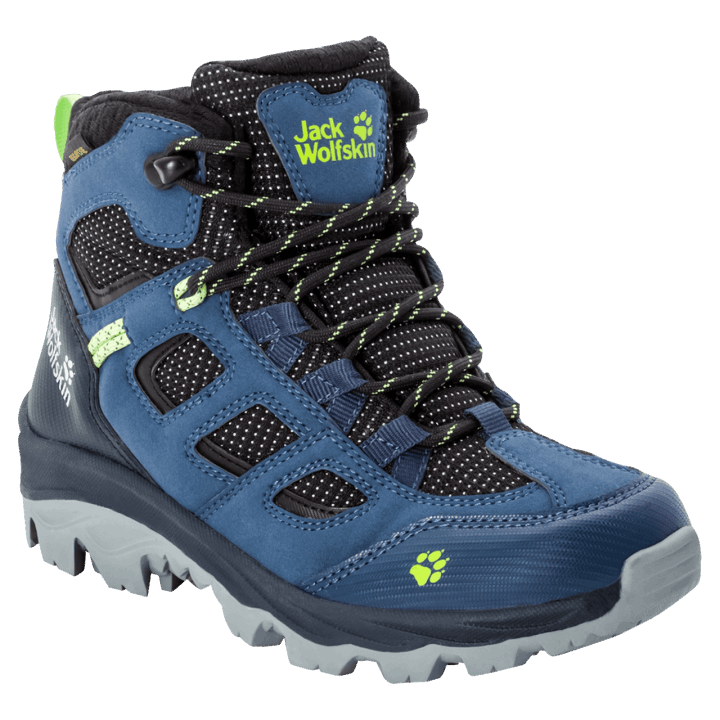 Tmavomodro-limetkové Módne Detské Vojo Texapore Mid Jack Vlčia Koža