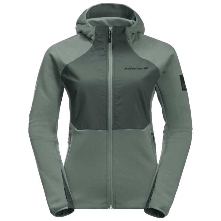 Značky živý Plot Zelený Dámsky Tasman Cloud Fleece Jack Vlčia Koža