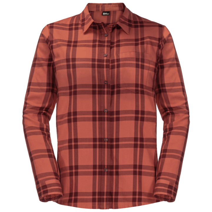 Jack Wolfskin Značky Jesenné červené Káry Dámska Košeľa Pre Cestujúcich