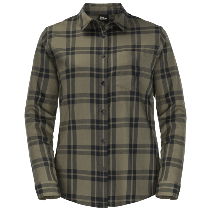 Jack Wolfskin Dámska Košeľa Pre Pasažierov Dusty Olive Checks Original