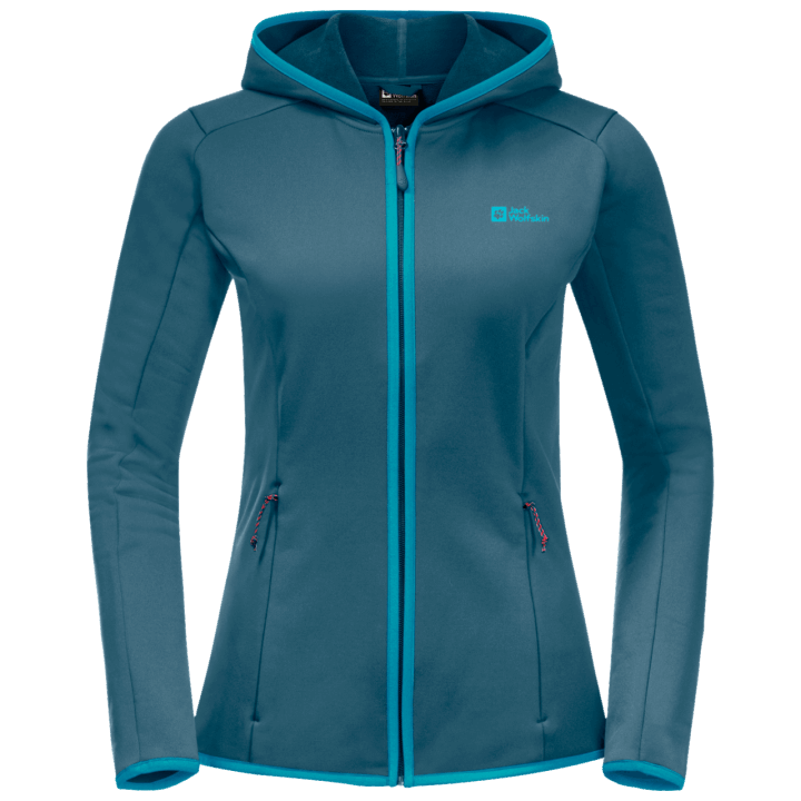 Nový Modrý Koralový Jack Wolfskin Dámsky Baiselberg S Kapucňou, Celoprepínací Zips