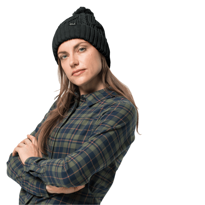 Jack Wolfskin Black Stormlock Pompom Beanie New