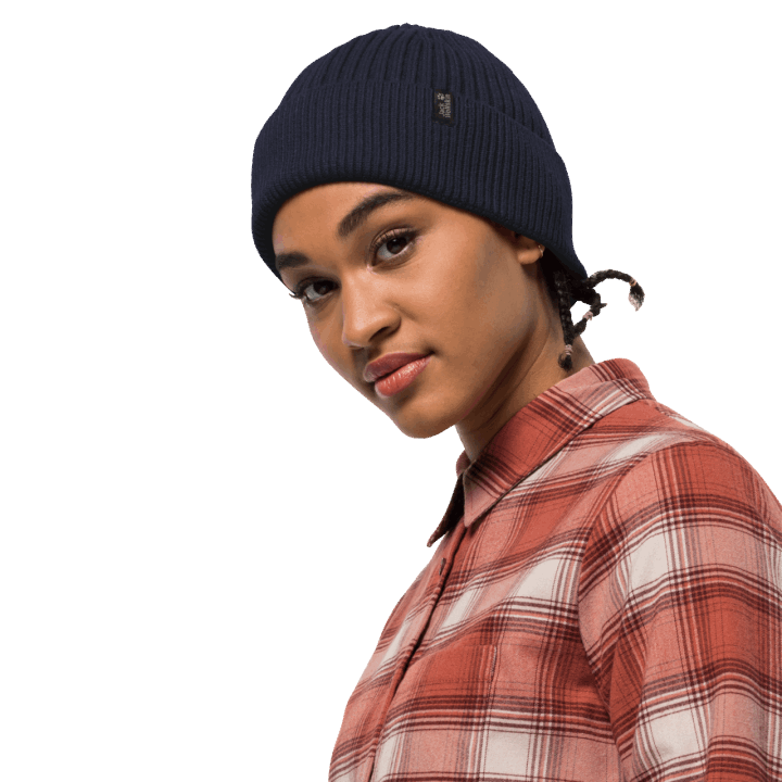 útulná čiapka Pletená čiapka Jack Vlčia Koža Značky Nočná Modrá