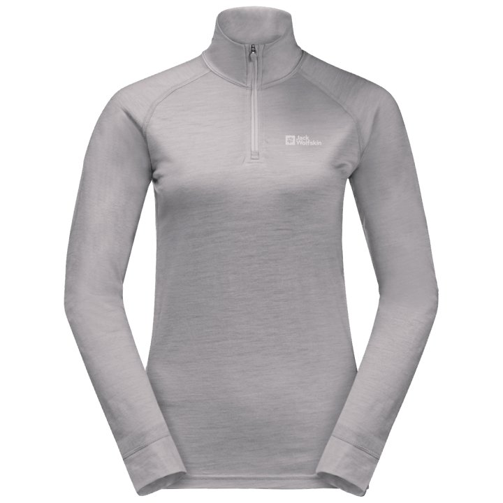 Stredne Sivá Jack Vlčia Koža Dámska Alpspitze Vlna Dlhý Rukáv Polovičný Zips Hot