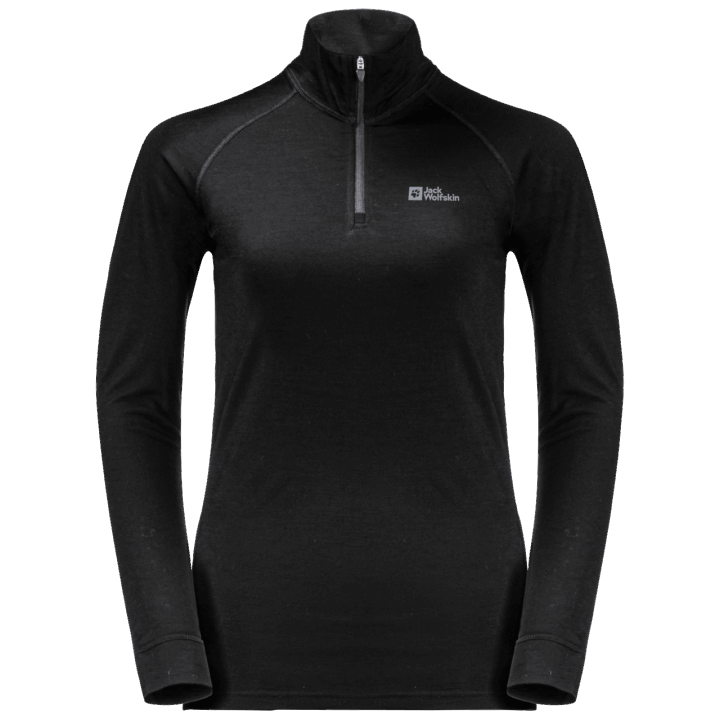 Black Best Jack Wolfskin Dámska Alpspitze Vlna Dlhý Rukáv Polovičný Zips
