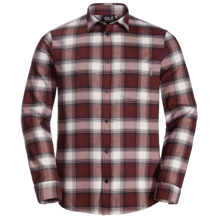 Fashion Cordovan Red Checks Jack Wolfskin Pánska Trailová Košeľa