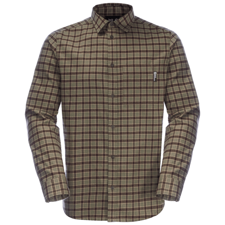 Pánska Košeľa Bergweg Dusty Olive Checks Značky Jack Wolfskin