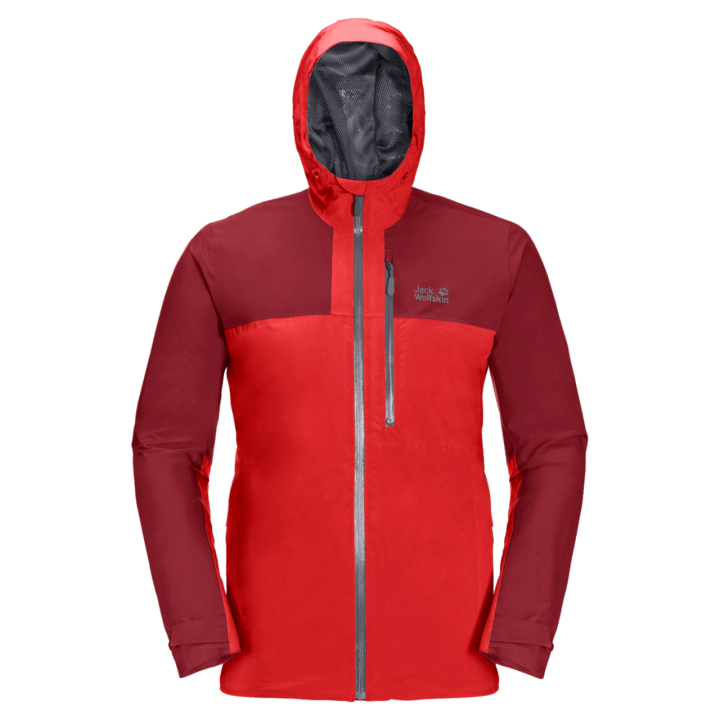 Ohnivo červená Jack Wolfskin Pánska Turistická Bunda Nová