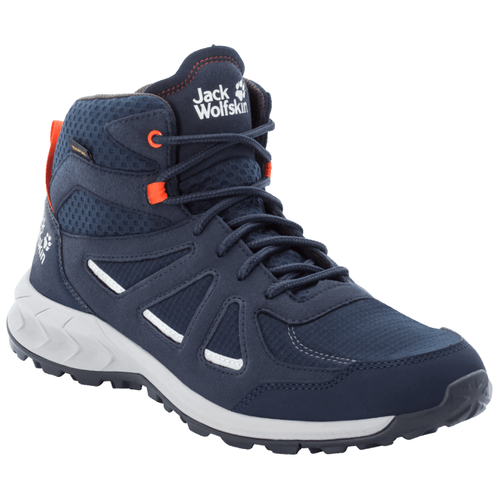 Tmavo Modro-červená Jack Vlčia Koža Woodland 2 Texapore Mid M Zn