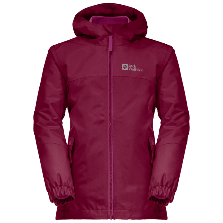 Jack Wolfskin Dark Ruby ​​dievčenská Bunda Island 3v1 Hot