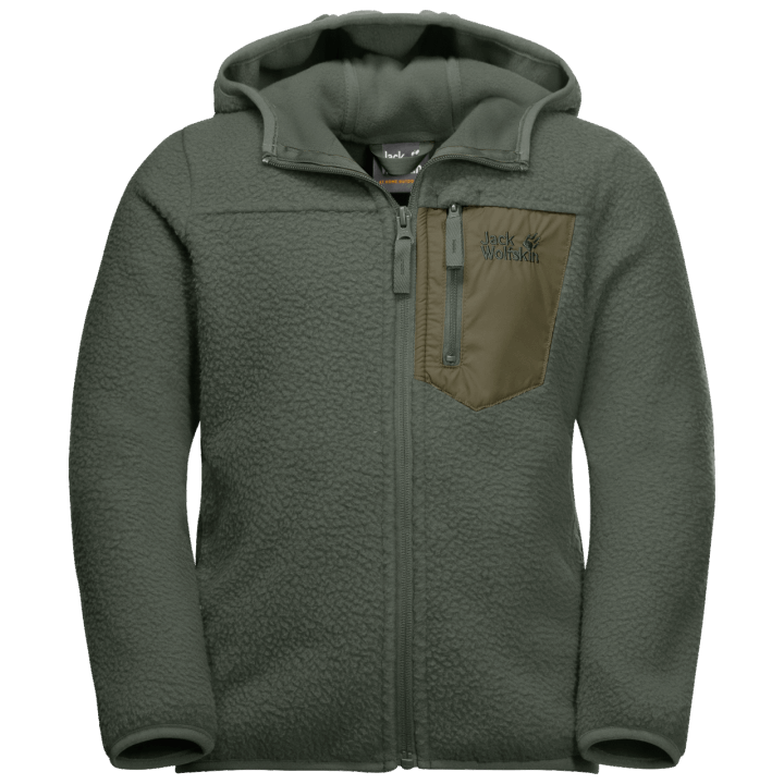 Módna Detská ľadová Bunda S Kapucňou Tymiánovo Zelená Jack Vlčia Koža