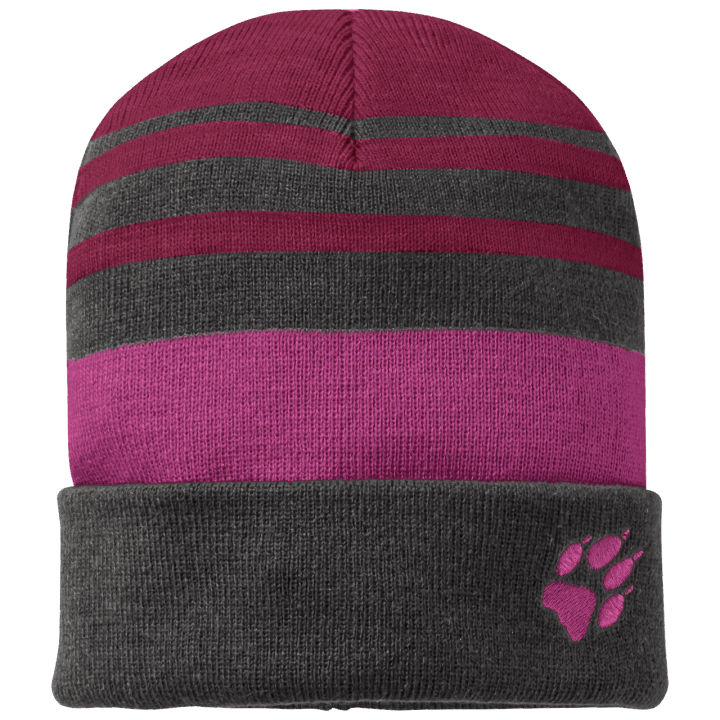 Detská Pásikavá Pletená čiapka Kolekcia Tmavo Rubínová Jack Vlčia Koža