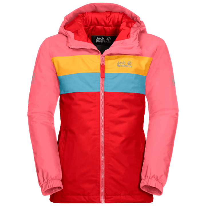 Jack Wolfskin Značky Detská Bunda So štyrmi Jazerami Ohnivo červená