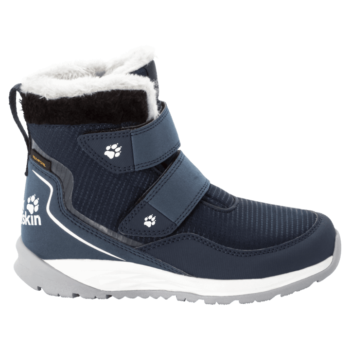 Nové Jack Wolfskin Detské Polar Wolf Texapore Mid Vc Zimné Topánky Tmavo Modro-biele